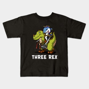 Three Rex Dinosaur 3rd Birthday Party Shark Pirate Kids T-Shirt
